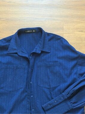 Lioness navy blue striped oversized button down